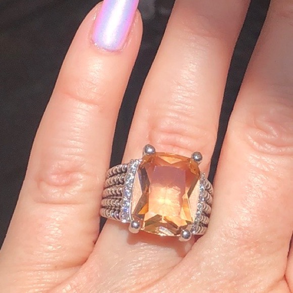 Morganite & Diamond Large Silver Wheaton Ring - Picture 5 of 7